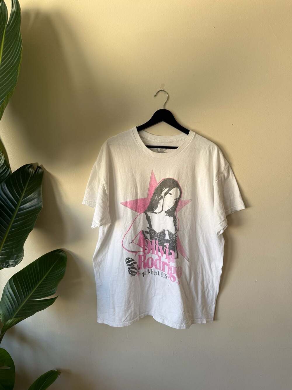 Olivia Rodrigo Guts Spills Her Guts Pink Star White T-Shirt